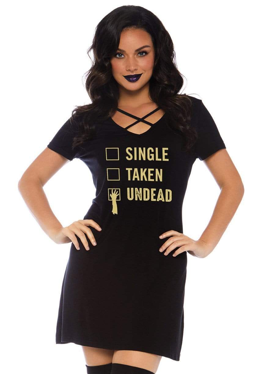 leg avenue Undead Crossover Keyhole Jersey Dress with Pockets Black