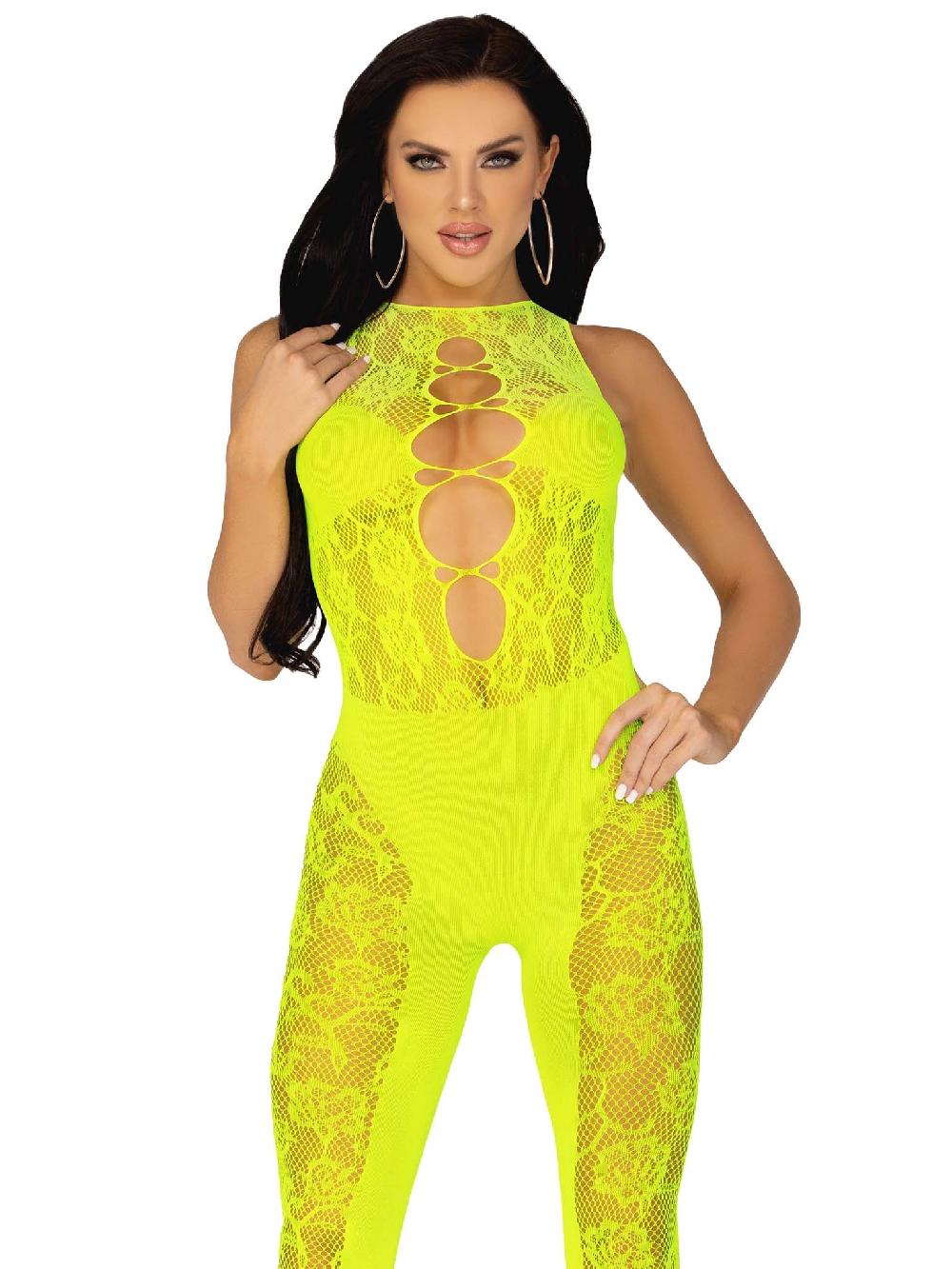 Leg Avenue Untamed Convertible Bodystocking Neon Yellow