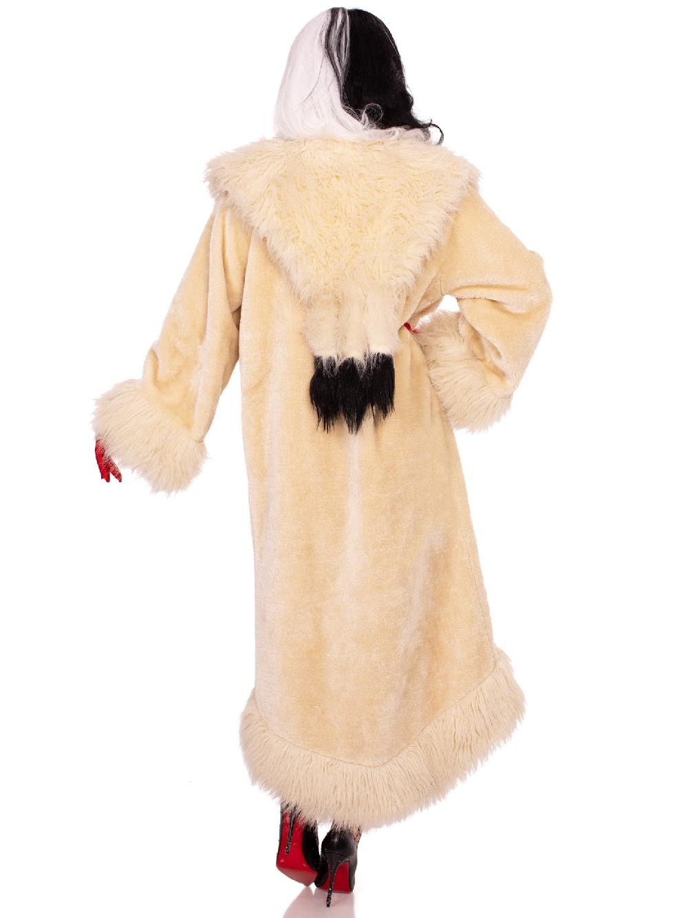 Leg Avenue Villainess Satin Lined Faux-Fur Coat Off White