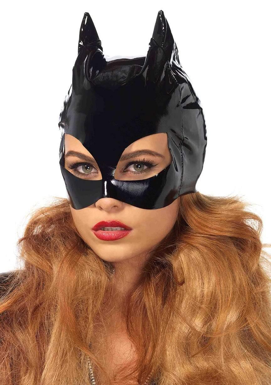 leg avenue Wet Look Vinyl Catwoman Costume Mask Black