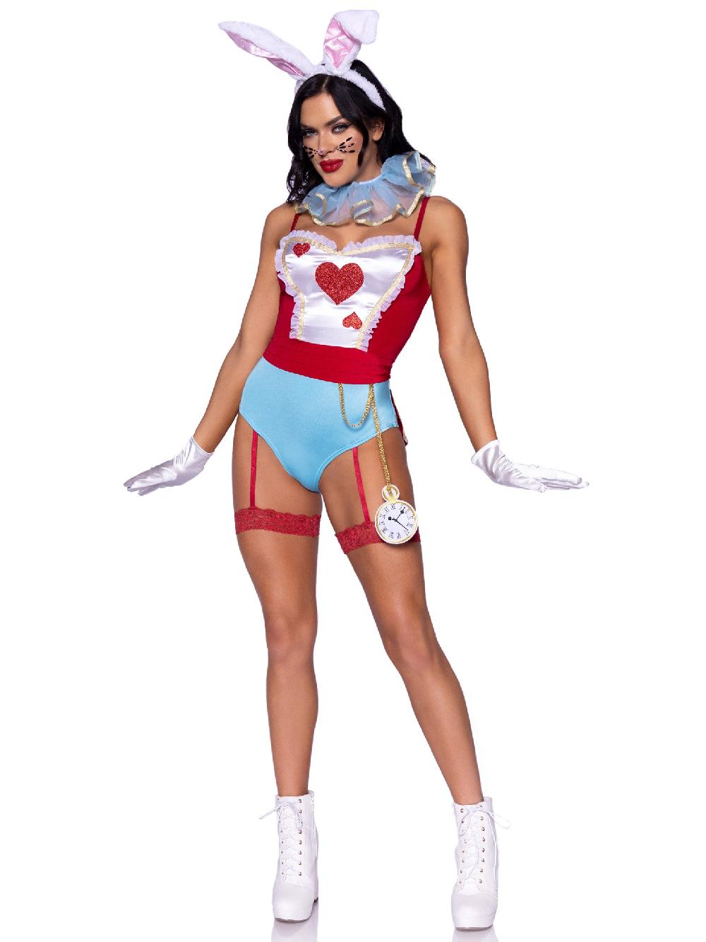 Leg Avenue Wonderland White Rabbit Costume Red/White/Blue