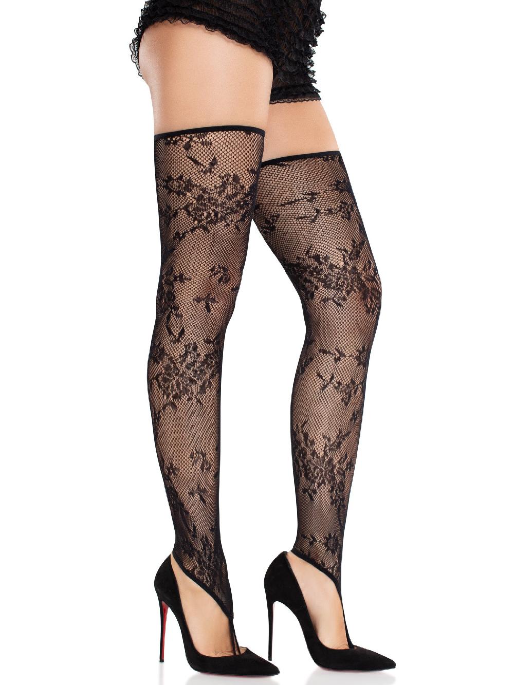 Leg Avenue Zenya Toe Loop Footless Thigh Highs Black