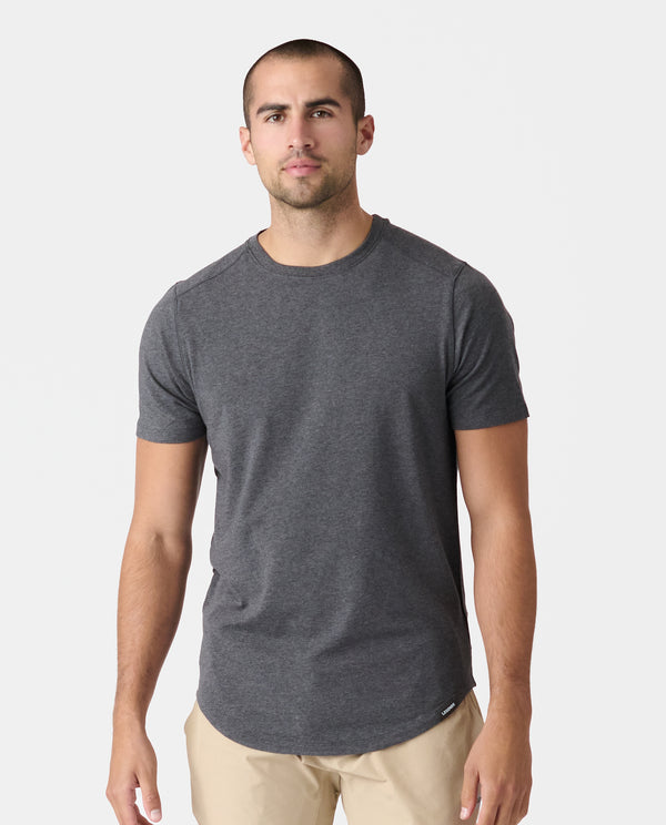 legends Aviation Tee Curved Hem Charcoal Gray Heather