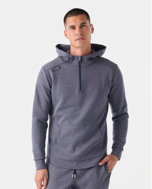 legends Hawthorne Tech Quarter Zip Hoodie Navy Heather