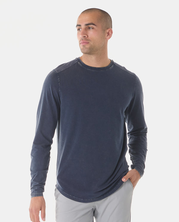 legends Aviation Tee Curved Hem LS Washed Ink