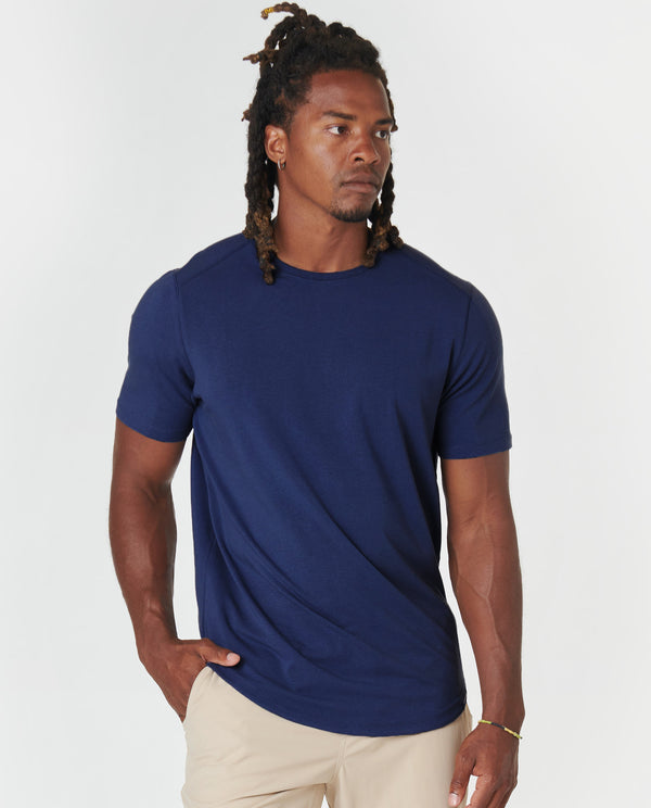 legends Aviation Tee Curved Hem Navy