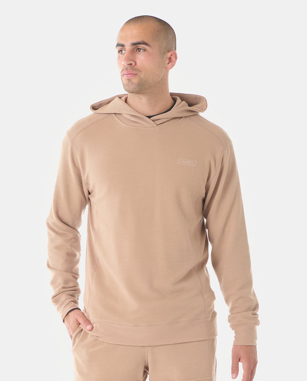 legends Glen Waffle-Knit Hoodie Camel