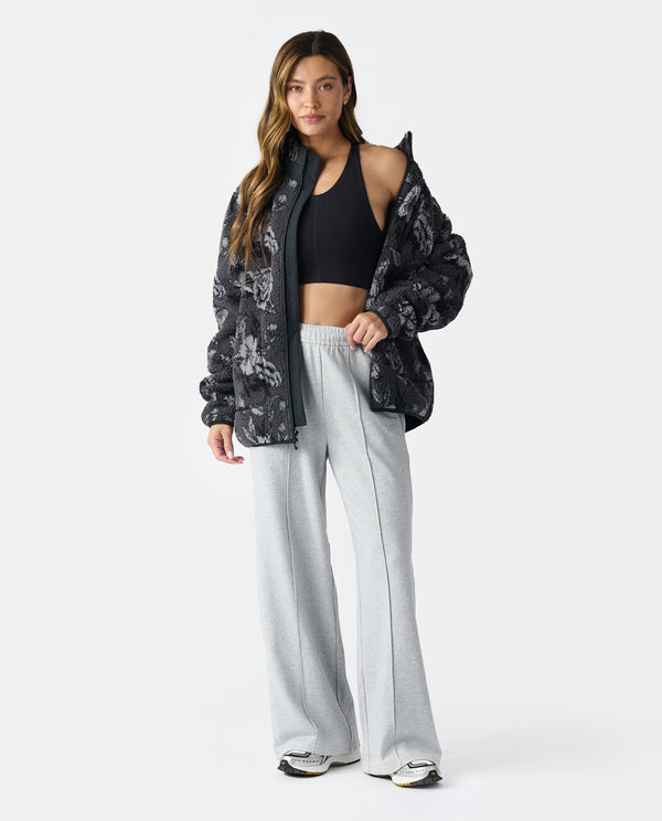 Legends Sherpa Jacket Vintage Floral Charcoal