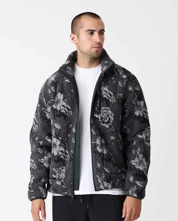 Legends Sherpa Jacket Vintage Floral Charcoal