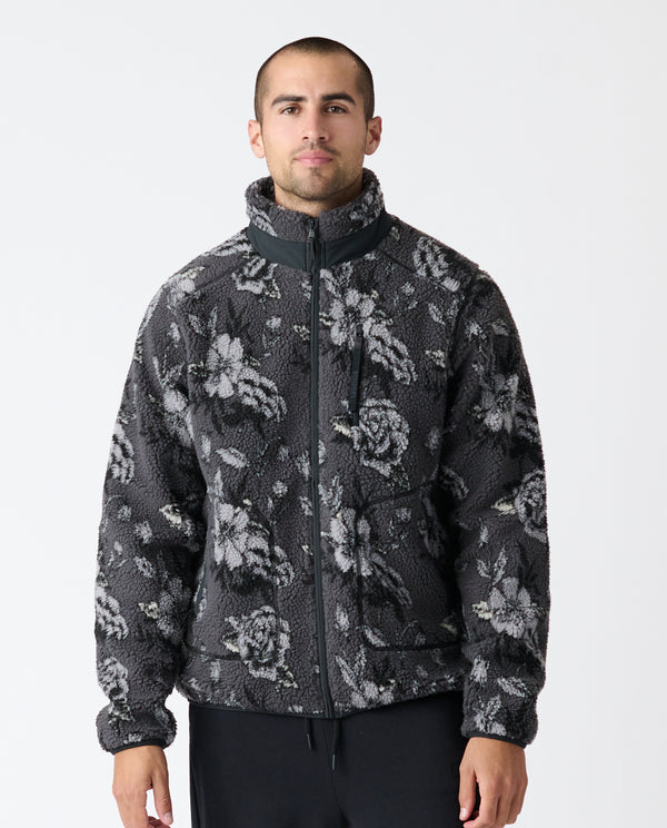 legends Sherpa Jacket Vintage Floral Charcoal