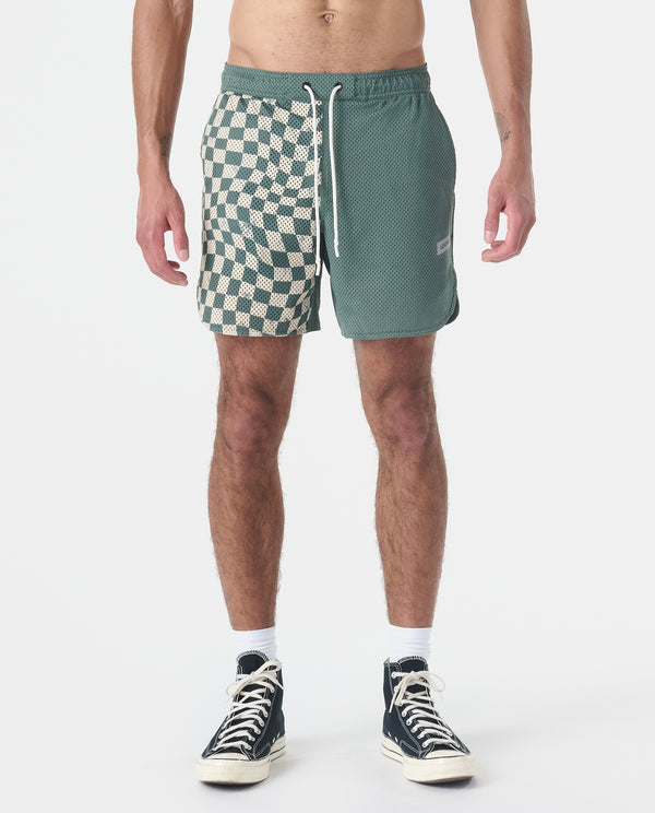 legends Luka Mesh Short Warped Checkers Hunter Green