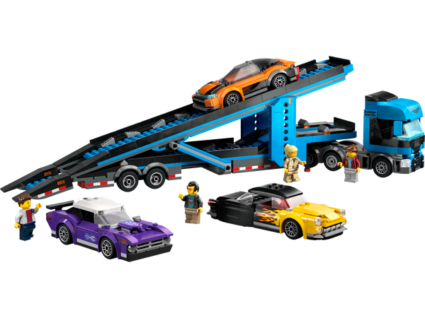 lego Car Transporter Truck with Sports Cars