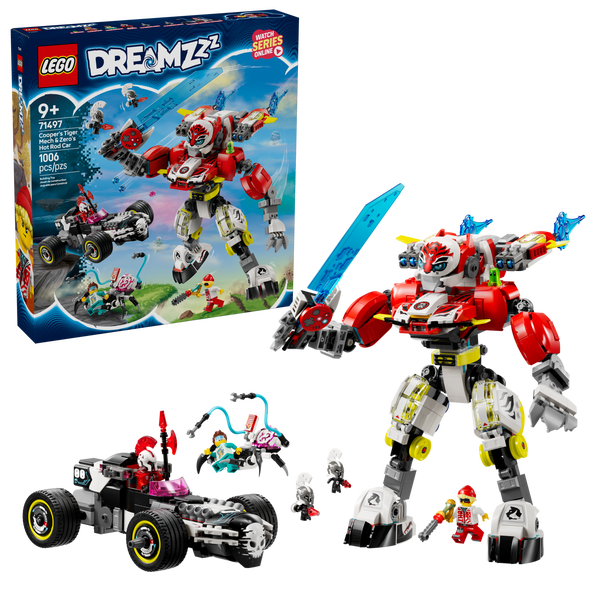 Lego Cooper's Tiger Mech & Zero's Hot Rod Car