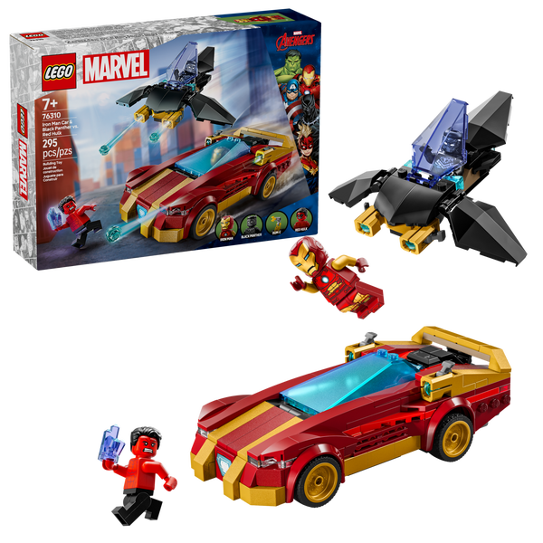 Lego Iron Man Car & Black Panther Vs. Red Hulk
