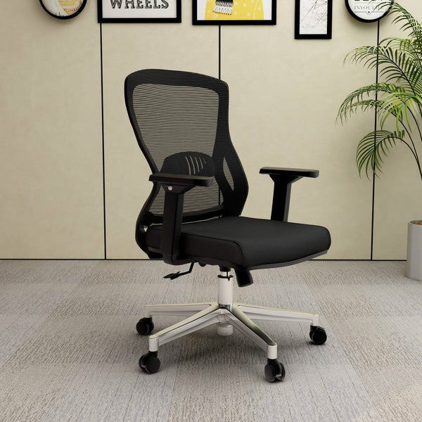 Leisure Mod Adorit Series Ergonomic Office Chair With Mesh Back And Upholstered Seat