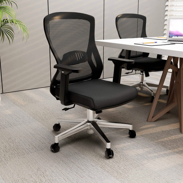 Leisure Mod Adorit Series Ergonomic Office Chair With Mesh Back And Upholstered Seat