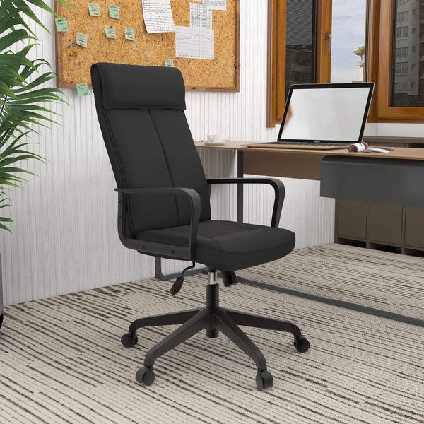 Leisure Mod Aiaria Ergonomic High-Back Leather Office Chair With Adjustable Height Swivel Tilt And Double Wheel Casters