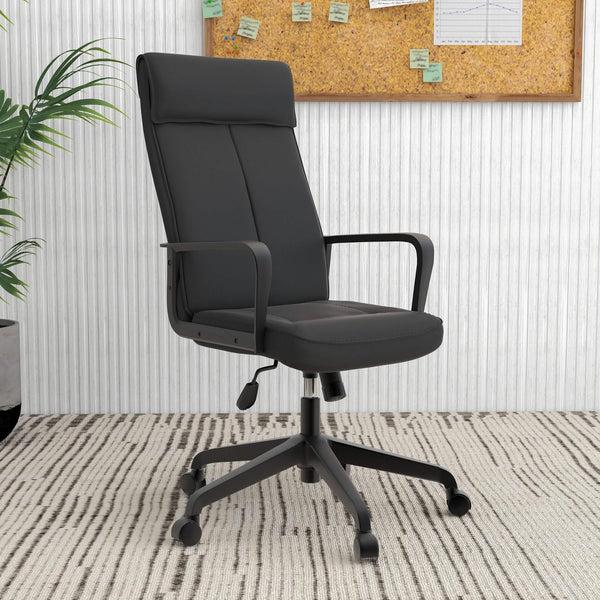 Leisure Mod Aiaria Ergonomic High-Back Leather Office Chair With Adjustable Height Swivel Tilt And Double Wheel Casters