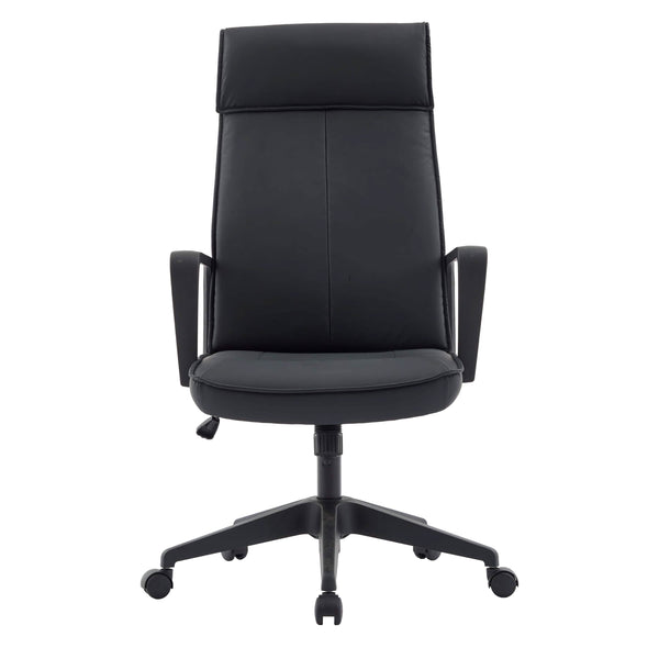 Leisure Mod Aiaria Ergonomic High-Back Leather Office Chair With Adjustable Height Swivel Tilt And Double Wheel Casters