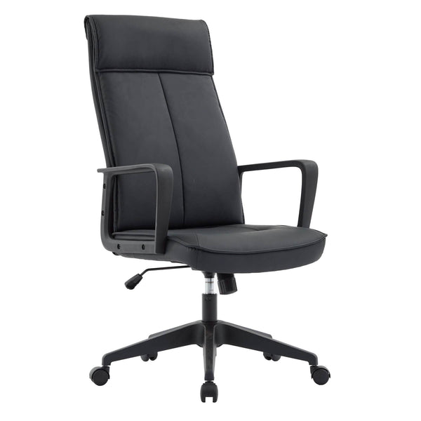 leisure mod Aiaria Ergonomic High-Back Leather Office Chair with Adjustable Height Swivel Tilt and Double Wheel Casters