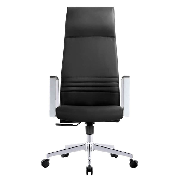 Leisure Mod Aleen High-Back Office Chair In Upholstered Leather And Iron Frame With Swivel And Tilt