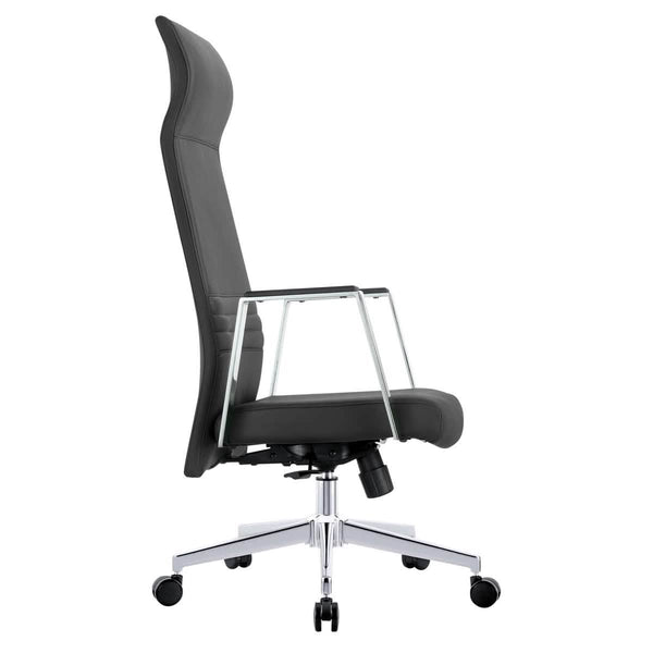 Leisure Mod Aleen High-Back Office Chair In Upholstered Leather And Iron Frame With Swivel And Tilt