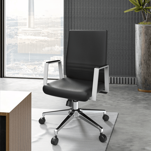 Leisure Mod Aleen Leather Office Chair With Adjustable Height Tilt And 360 Degree Swivel