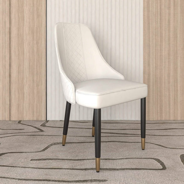 Leisure Mod Allure Dining Chairs Fabric/Leather Seat And Back In Oak Wood