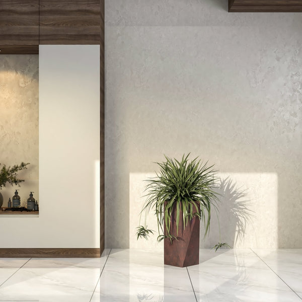 Leisure Mod Aloe Tapered Square Fiberstone And MGO Clay Planter For Indoor And Outdoor