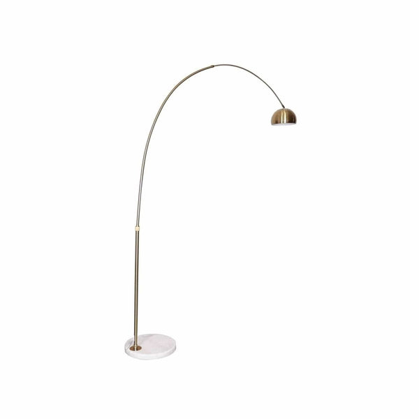 Leisure Mod Arco Modern Arched Floor Lamp 76" Height With White Round Marble Base And Metal Dome Lamp Shade