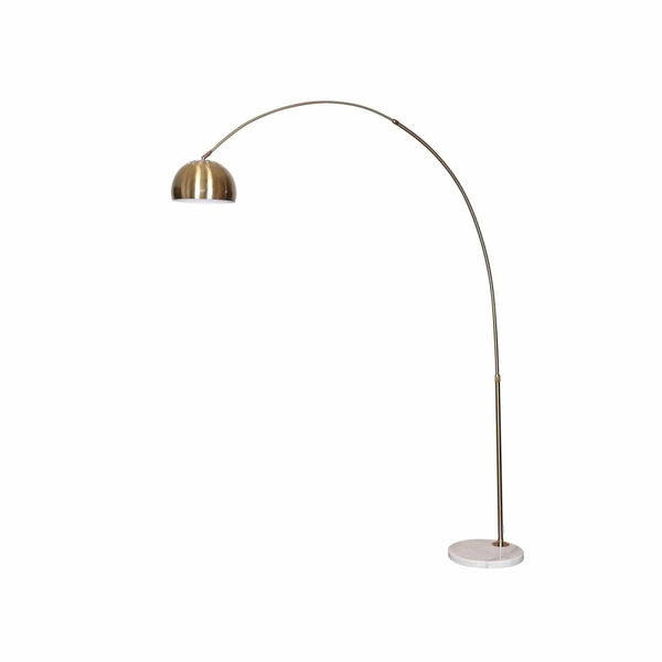 leisure mod Arco Modern Arched Floor Lamp 76" Height with White Round Marble Base and Metal Dome Lamp Shade