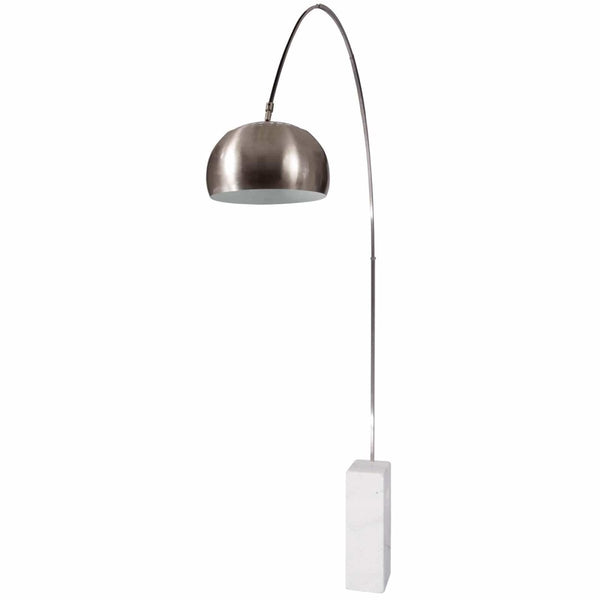 Leisure Mod Arco Modern Floor Lamp With Marble Cube Base