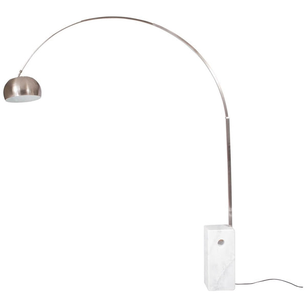 Leisure Mod Arco Modern Floor Lamp With Marble Cube Base