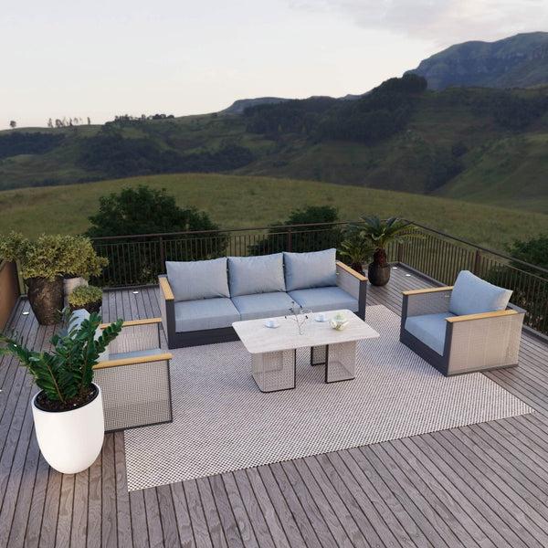Leisure Mod Arvin 4-Piece Conversation Set With Coffee Table Sofa And 2 Accent Chairs