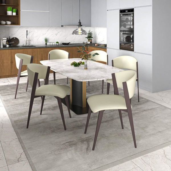 Leisure Mod Aspen Dining Chairs Upholstered In Leather Kitchen Room Chairs With Metal Legs