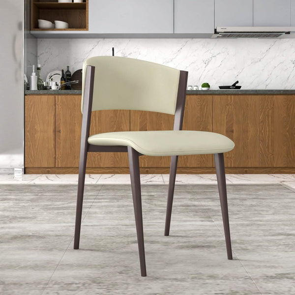 Leisure Mod Aspen Dining Chairs Upholstered In Leather Kitchen Room Chairs With Metal Legs