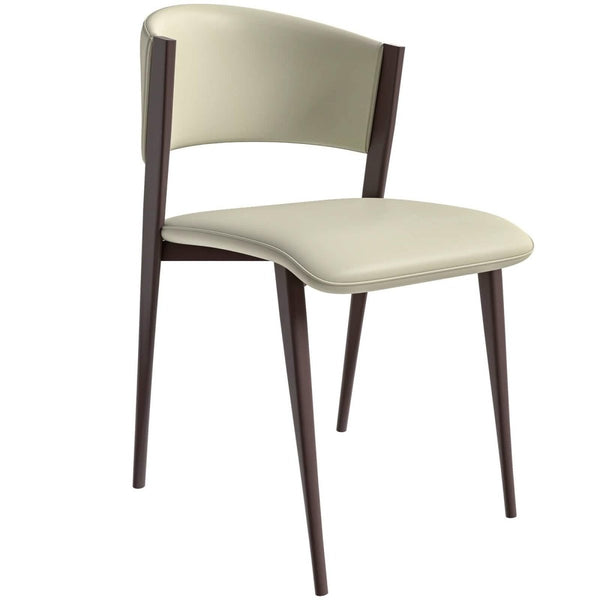 leisure mod Aspen Dining Chairs Upholstered in Leather Kitchen Room Chairs with Metal Legs
