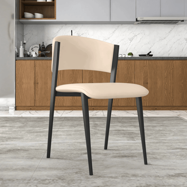 Leisure Mod Aspen Dining Chairs Upholstered In Leather With Black Metal Legs