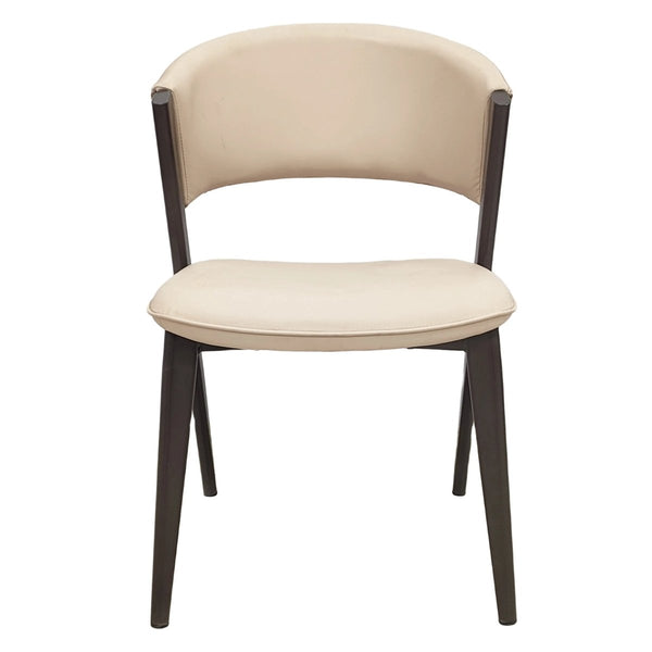 Leisure Mod Aspen Dining Chairs Upholstered In Leather With Black Metal Legs