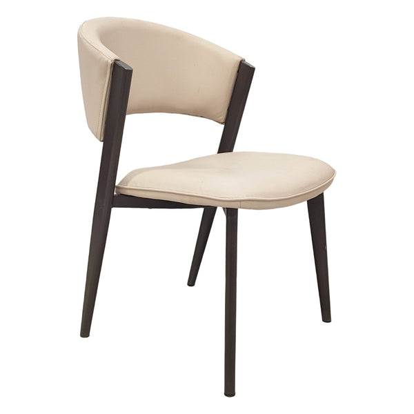 leisure mod Aspen Dining Chairs Upholstered in Leather with Black Metal Legs