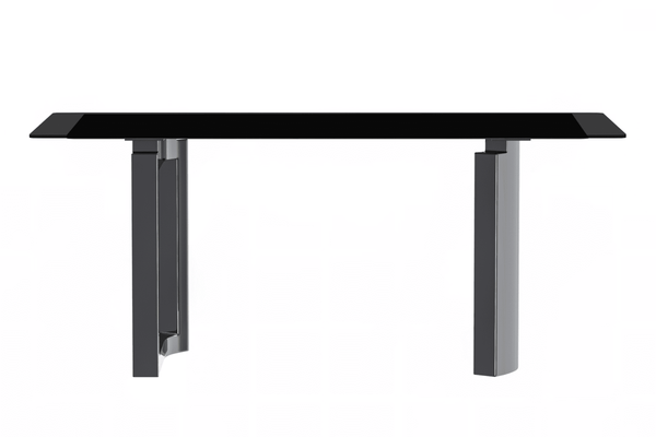 Leisure Mod Astra Rectangular Dining Table With Stone/Glass Tabletop And Stainless-Steel Base