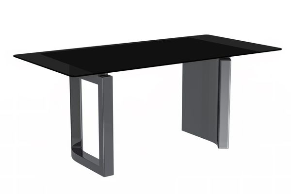 leisure mod Astra Rectangular Dining Table with Stone/Glass Tabletop and Stainless-Steel Base