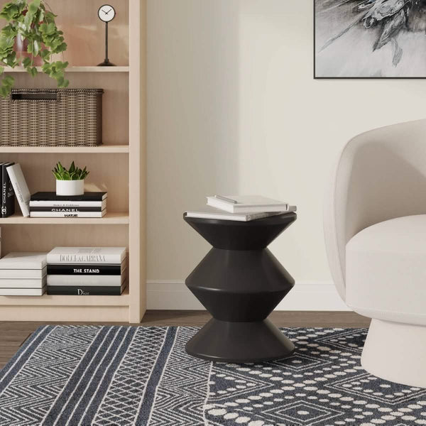 Leisure Mod Aura Round Side Table In ABS Plastic With Contemporary Double-Hourglass Design