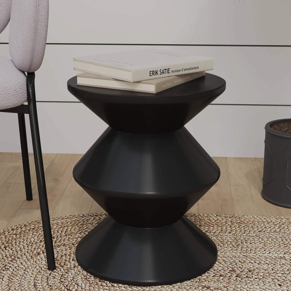 Leisure Mod Aura Round Side Table In ABS Plastic With Contemporary Double-Hourglass Design
