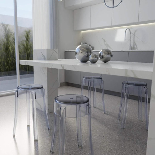 Leisure Mod Averill Modern Plastic Dining Stool With Sturdy Seat And Legs For Kitchen And Dining Room