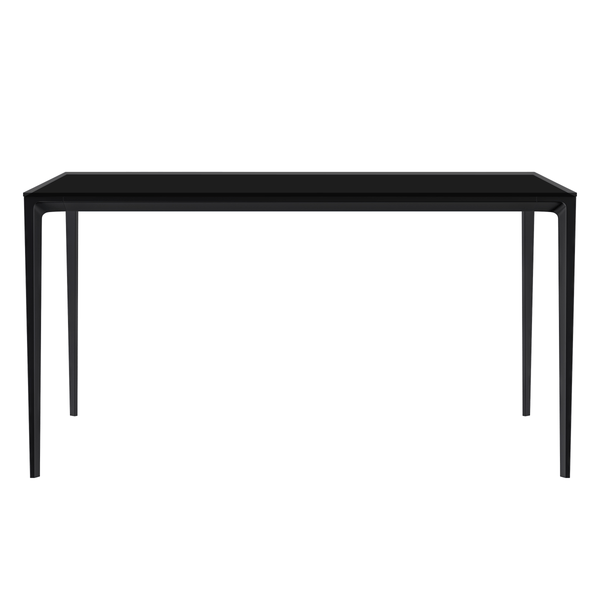 Leisure Mod Avo Rectangular Dining Table With Sintered Stone/Glass Tabletop In Black Aluminum Base