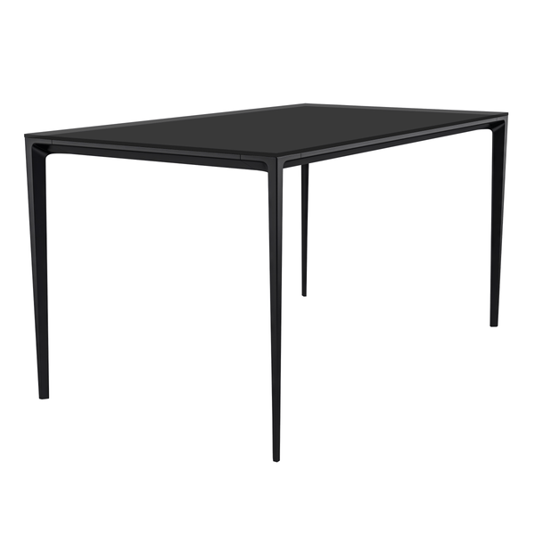 leisure mod Avo Rectangular Dining Table with Sintered Stone/Glass Tabletop in Black Aluminum Base