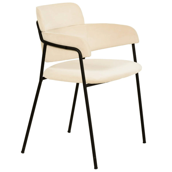 leisure mod Axis Upholstered Dining Chair with Curved Open-Back and Arms and Black/Gold Stainless Steel Legs