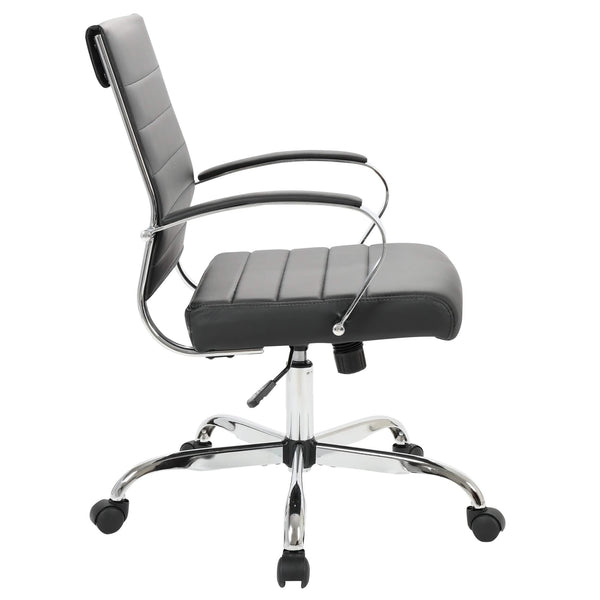Leisure Mod Benmar Mid-Back Leather Office Conference Chair Adjustable Height Swivel And Tilt