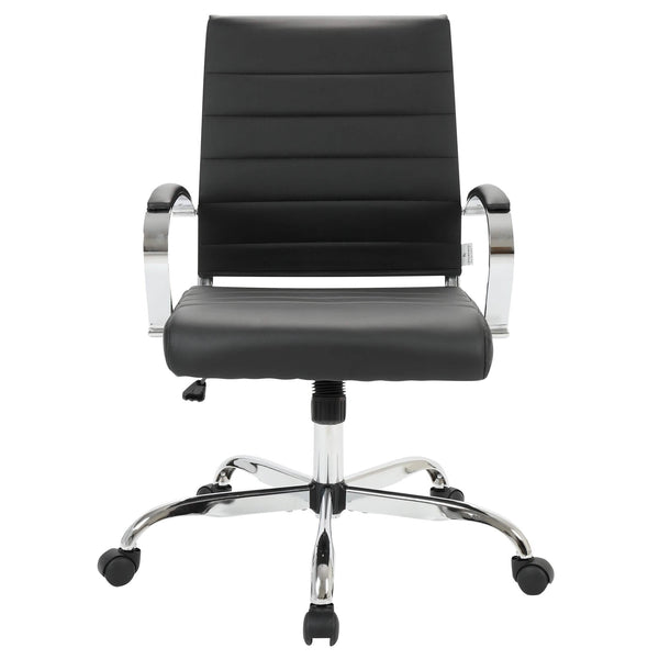 Leisure Mod Benmar Mid-Back Leather Office Conference Chair Adjustable Height Swivel And Tilt
